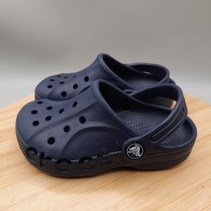 Crocs Classic Clog Kids Toddler 10 Navy Blue Summer Beach Shoes Sandals Flaw